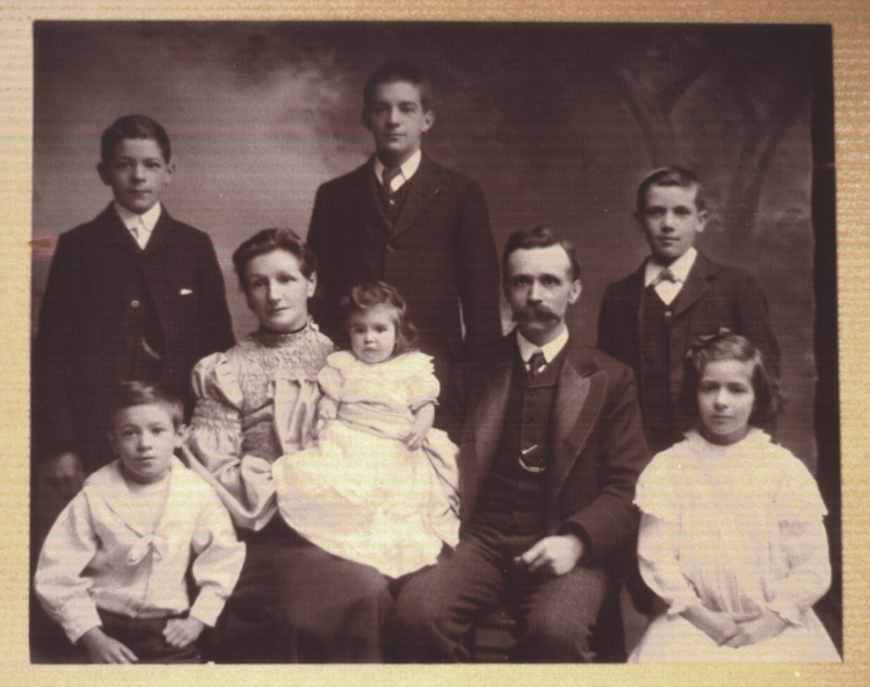 The photo is of the George & Mary Dean family just before the emigrated to settle in the Rama district from London, England 1906. George Homer & Mary Dean family ~1906 photoBack: John Headley Dean, George Stringer Dean, Arthur Godfrey Dean Middle: Mary Dean (Stubbings), Muriel Mary Dean, George Homer Dean Front: Vernon Leicester Dean, Eleanor Emily (Nell) Dean